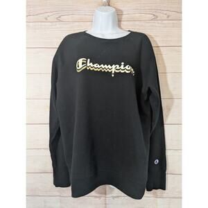 Champion Classic Black Pullover Sweatshirt Chest Logo Size Extra Lg